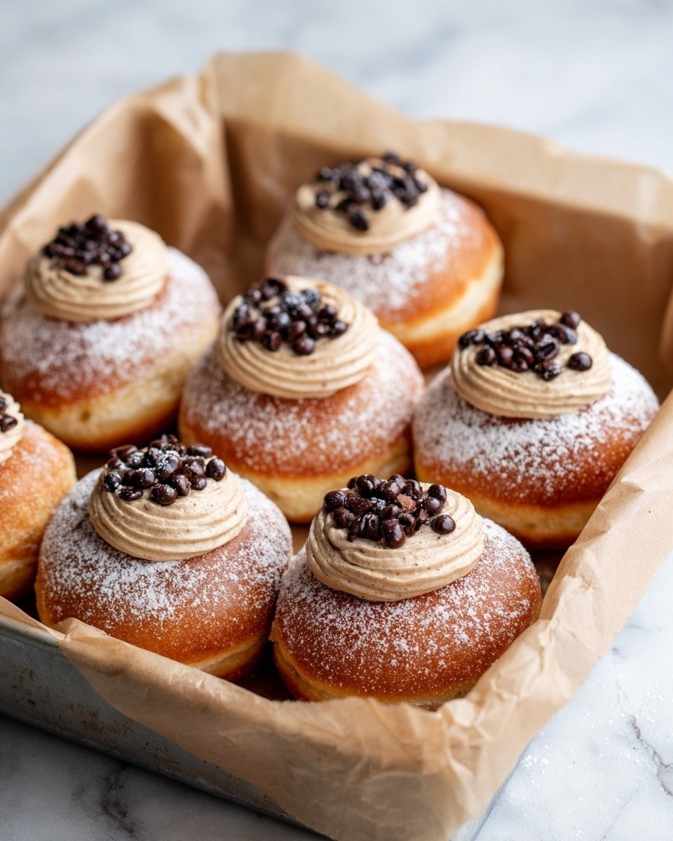 Brioche Doughnuts with Espresso Frosting Recipe - Recipe Image — Brioche Doughnuts with Espresso Frosting, brioche doughnuts, espresso frosting recipe, homemade doughnuts, coffee-flavored doughnuts