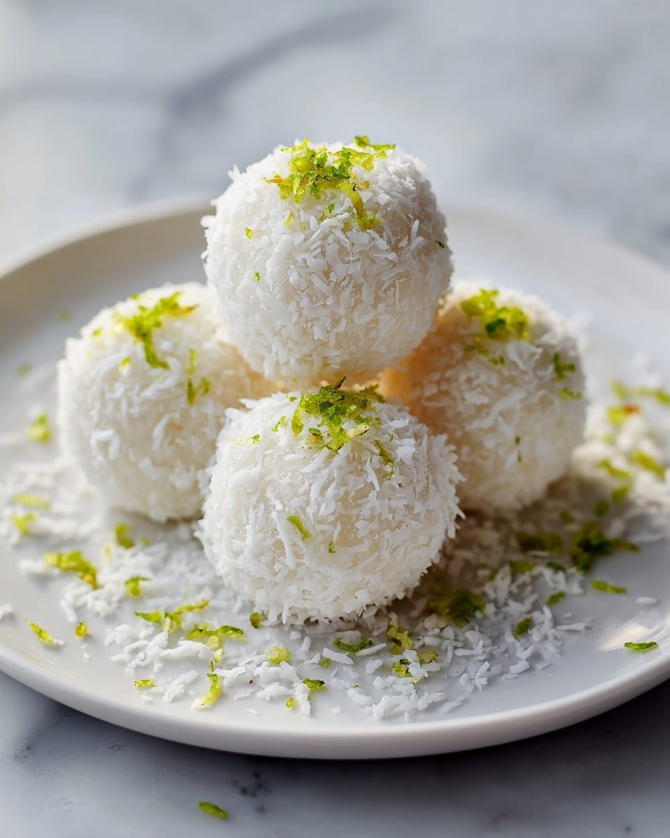 Lime Coconut White Chocolate Truffles Recipe - Recipe Image — Lime Coconut White Chocolate Truffles, citrus truffle recipes, easy no-bake dessert, homemade chocolate truffles, tropical candy treats
