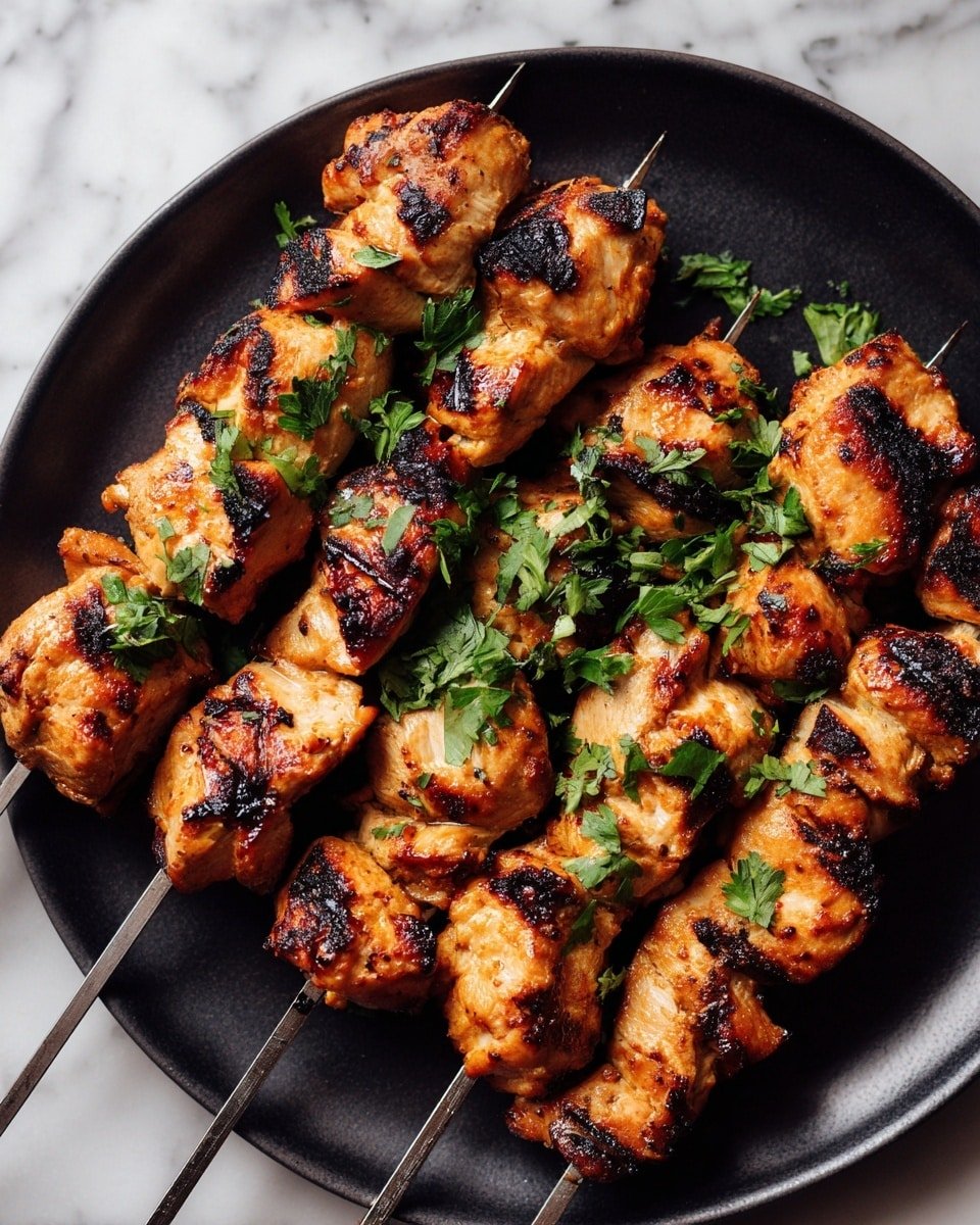 Authentic Lebanese Chicken Tawook Skewers Recipe - Recipe Image — Authentic Lebanese Chicken Tawook Skewers, Lebanese Chicken Skewers, Chicken Tawook Marinade, Middle Eastern Chicken Recipes, Grilled Chicken Skewers