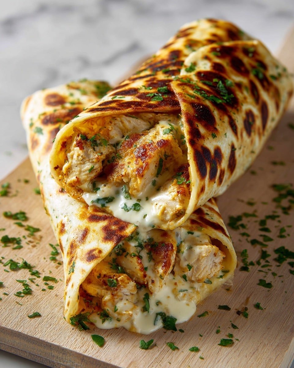 Cheesy Garlic Chicken Wraps Recipe - Recipe Image — Cheesy Garlic Chicken Wraps, easy chicken wraps, cheesy garlic chicken recipe, flavorful chicken wraps, quick dinner ideas