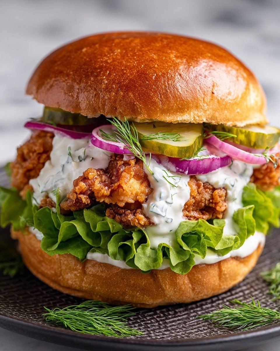 Crispy Dill Chicken Sandwich Recipe - Recipe Image — Crispy Dill Chicken Sandwich, crispy chicken sandwich recipes, flavorful chicken sandwich, crowd-pleasing chicken sandwich, easy weeknight chicken sandwich