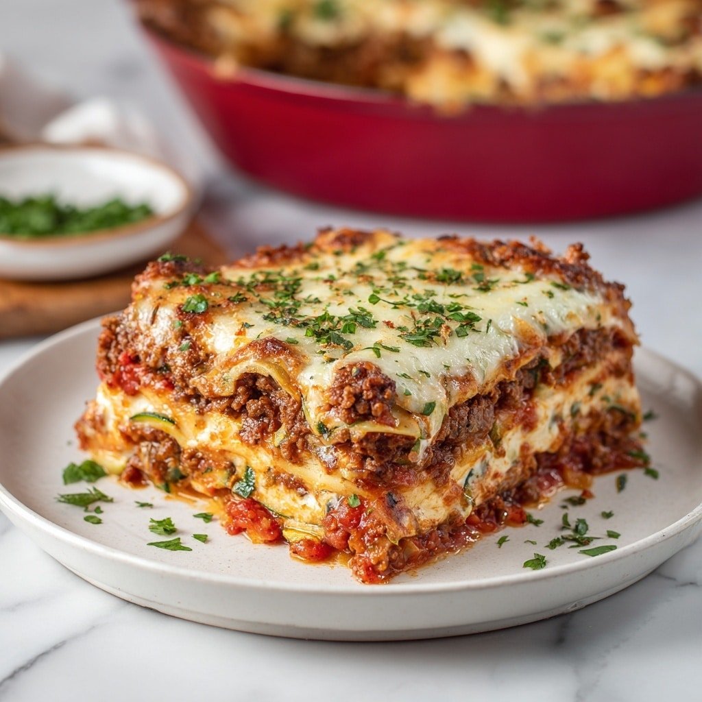 Zucchini Pizza Casserole with Ground Meat Recipe - Featured Image