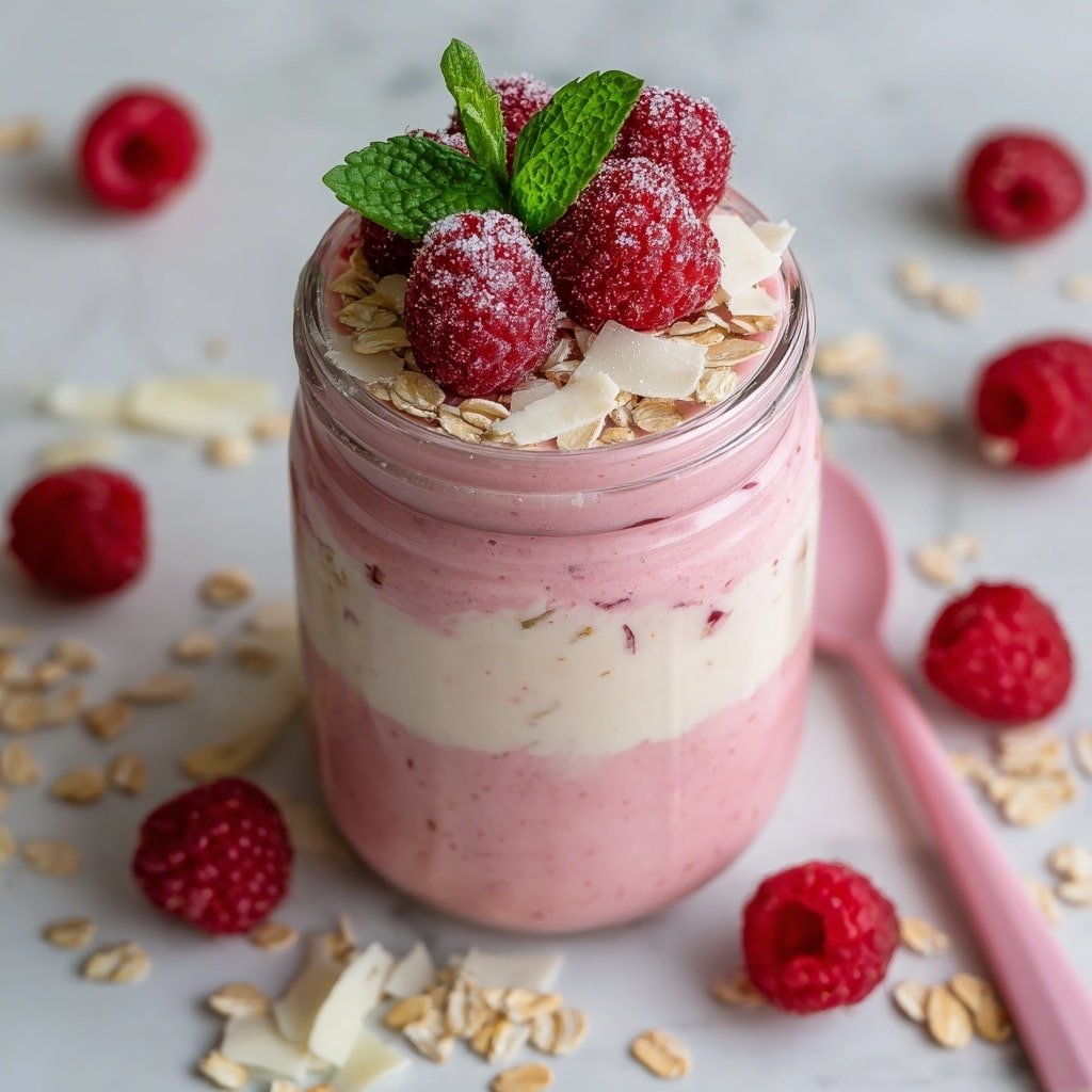 Raspberry White Chocolate Overnight Oats Recipe - Featured Image