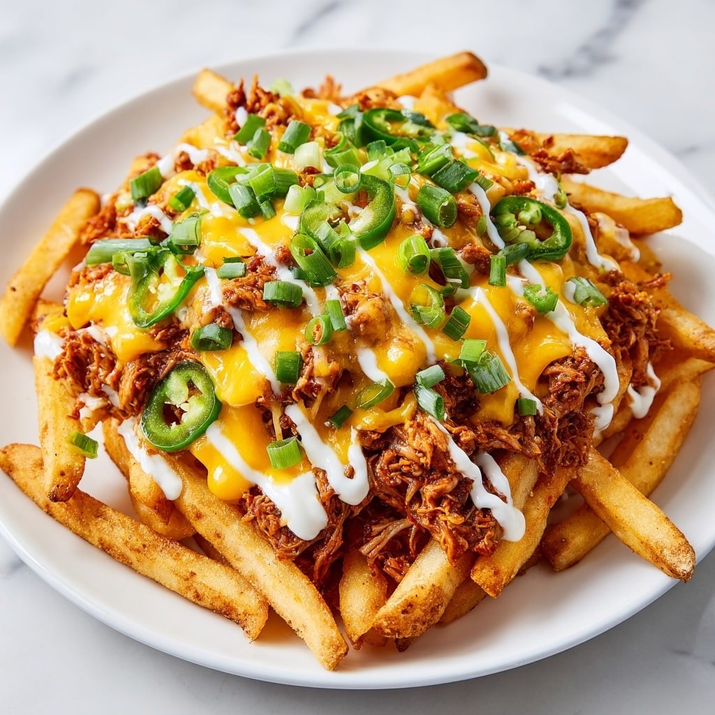 BBQ Pulled Chicken Loaded Fries Recipe - Featured Image